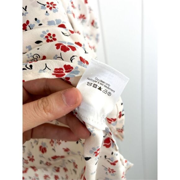 Veronica Beard Howell Floral-print Silk Ruffle‎ Top In White Blouse 4 $395 - Picture 10 of 14